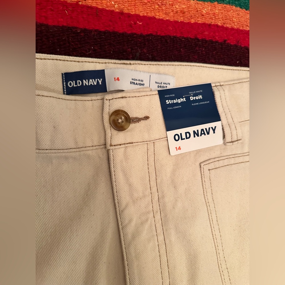 NWT Old Navy Women's Tan Beige Utility high Waisted Pants Trousers 14 - Picture 9 of 10